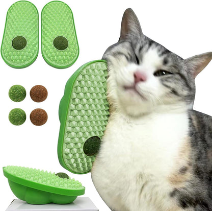 TETOU 2Pcs Catnip Toys Balls That Stick on Wall, Rotatable Cat Toy Ball, Catnip Wall Balls for Cats Lick - Yellow