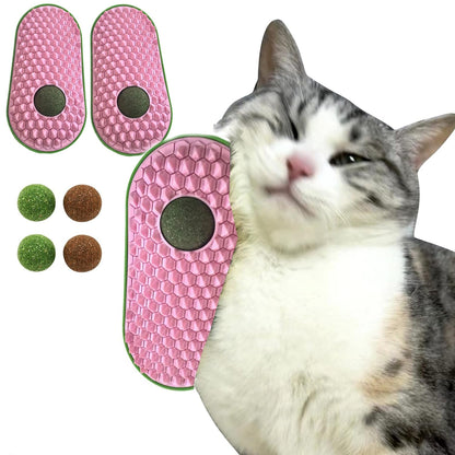 TETOU 2Pcs Catnip Toys Balls That Stick on Wall, Rotatable Cat Toy Ball, Catnip Wall Balls for Cats Lick - Yellow