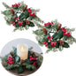 Tetou 2Pcs Christmas Candle Rings Wreath for Pillar Candle Holder, Artificial Christmas Wreath with Pinecones Red Berries for Fall Thanksgiving Home Table Centerpieces, Cabinet Decorations - Red