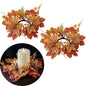 TETOU 2Pcs Artificial Maple Leaves Candle Rings Berry Wreaths for Pillar Candle Holder, Thanksgiving Candle Rings Wreath for Autumn Thanksgiving Wedding Home Door Tabletop Decoration - Orange