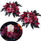 TETOU 2Pcs Artificial Maple Leaves Candle Rings Berry Wreaths for Pillar Candle Holder, Thanksgiving Candle Rings Wreath for Autumn Thanksgiving Wedding Home Door Tabletop Decoration - Orange