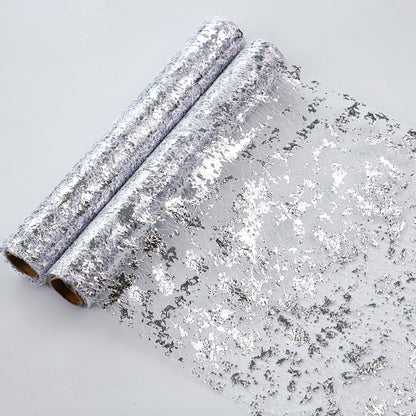 TETOU 2pcs Gold Table Runner 11*108" Sequin Glitter Foil Metallic Thin Mesh Tablecloth for Banquet Christmas Table Decor