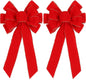 TETOU 2pcs Christmas Red Bows Outdoor Decorations, 11.4 x 19.6 Inch Large Christmas Tree Topper Bow,Velvet Wreath Bow with Glitter Gold Edge for Xmas Wreath Garland Home Fireplace Wedding Party Decor