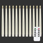 TETOU 12pcs Flameless Ivory Taper Candles, Flickering Ivory Flameless LED Battery Operated Taper Plastic Candles with 10-Key Remote for Christmas Home Wedding Decoration
