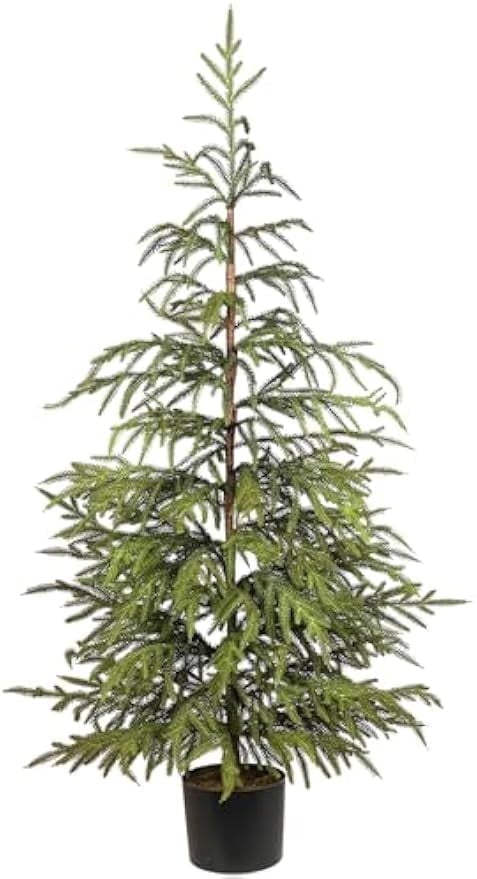 TETOU 4Ft Norfolk Pine Christmas Tree, Artificial Green Norfolk Pine Tree with Pot, Faux Potted Plants for Front Porch Christmas Indoor Outdoor Decor