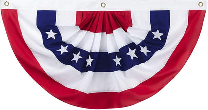 TETOU 4Pcs 3 x 6 Ft American Pleated Fan Flag, USA Patriotic Half Fan Bunting Flag, 4th of July Decorations Flags (Set of 4)