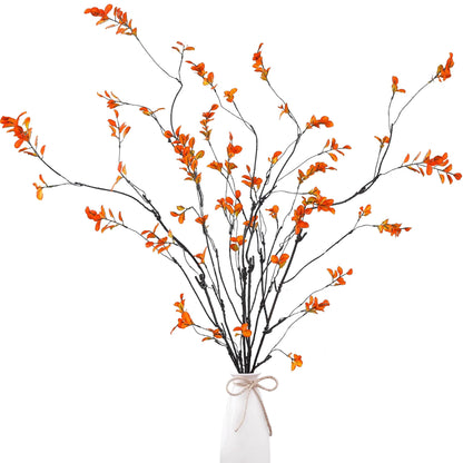 TETOU 38" Fall Artificial Ficus Branches, 4 Pcs Fake Greenery Stems Faux Eucalyptus Stems Fake Maple Twigs for Home Autumn Indoor Office Wedding Vase Filler Decoration