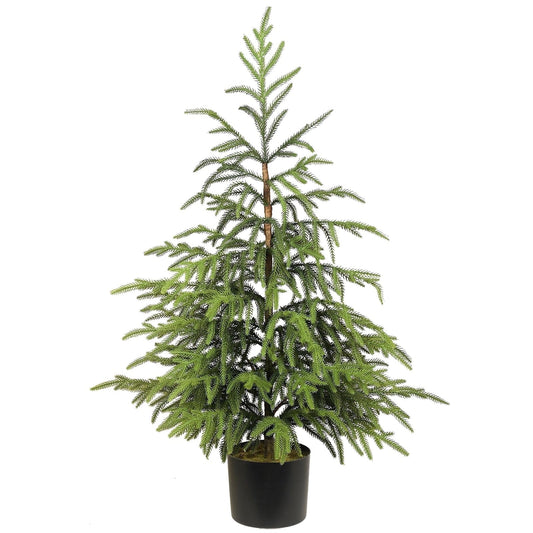 TETOU 3Ft Norfolk Pine Christmas Tree, Artificial Green Norfolk Pine Tree with Pot, Faux Potted Plants for Front Porch Christmas Indoor Outdoor Decor