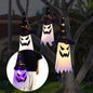 TETOU 3Pcs 31.5" Upgrade Halloween Decoration Hanging Gypsophila Ghost, Light up LED Witch Hat for Outdoor Tree Garden Home Decor - Warm Light