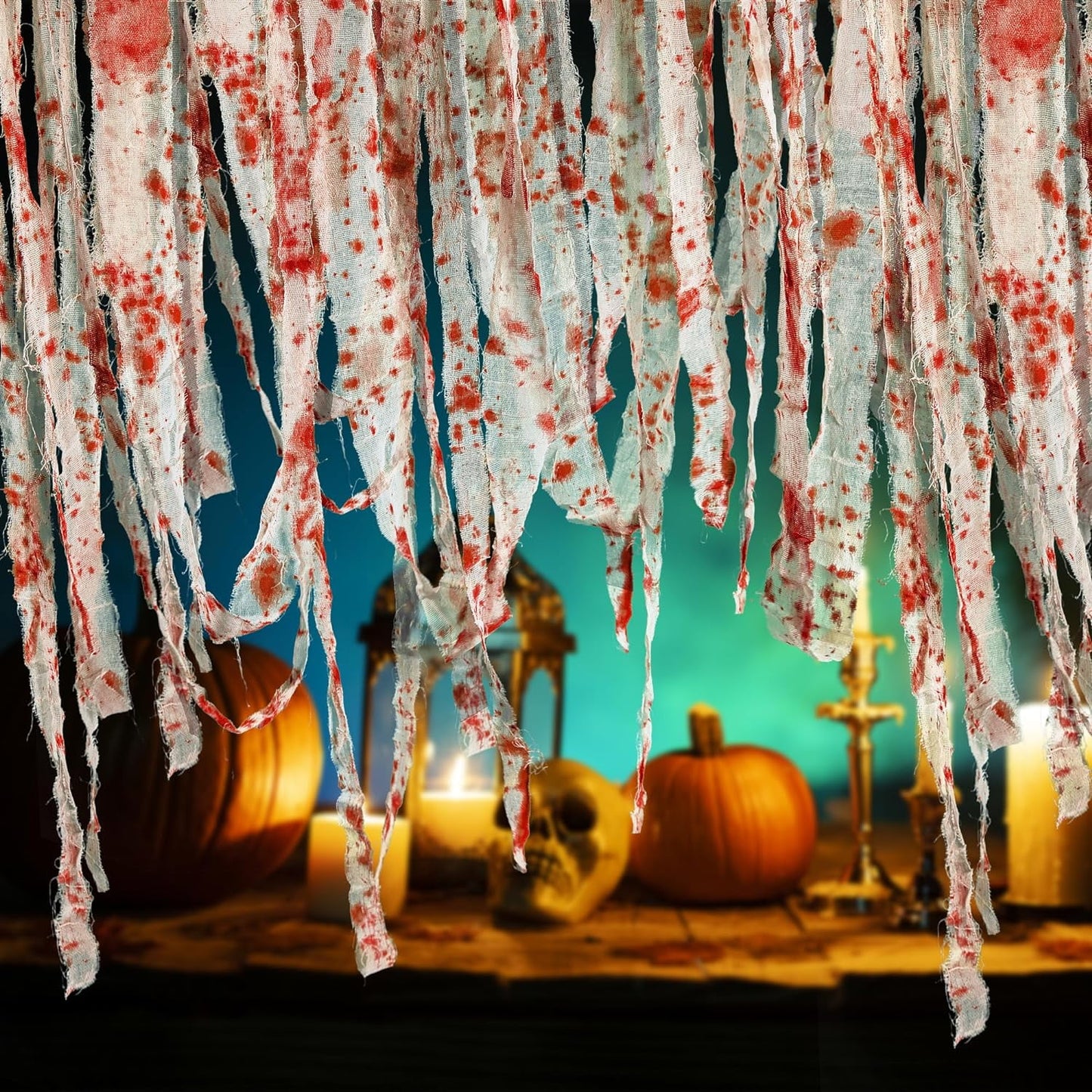 TETOU 5Pcs Hallowe'en Gauze Creepy Cloth, High Quality Yarn Gauze, 98.5 Ft Hallowe'en Strip Decoration Cloth for Halloween DIY Costume Haunted House Decor