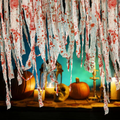 TETOU 5Pcs Hallowe'en Gauze Creepy Cloth, High Quality Yarn Gauze, 98.5 Ft Hallowe'en Strip Decoration Cloth for Halloween DIY Costume Haunted House Decor