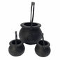 TETOU 3Pcs Mini Candy Cauldron Kettles, Plastic Hallowe'en Candy Bucket Witch's Cauldron Trick or Treat for St. Patrick's Day Hallowe'en Decoration and Kid Birthday Party Favors - Flame, Black, 1L+2S