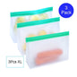 TETOU Stand Up Reusable Silicone Bag, Leakproof Ziplock Food Storage Bags PEVA Freezer Bags for Sandwich Snack Vegetable Meat Cheese Lunch Marinate Food Travel