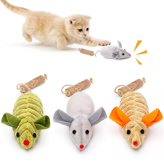 TETOU 3pcs Cat Toys Plush Mice Interactive Catnip Silvervine Animals Toys for Indoor Kitten Cat Chew Exercise Toys
