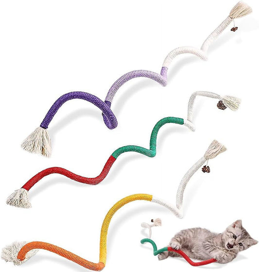 TETOU 3pcs Cotton Rope Cat Toys, Handmade Pet Chew Interactive Teething Catnip Rope Toys for Indoor Cats Teeth Cleaning