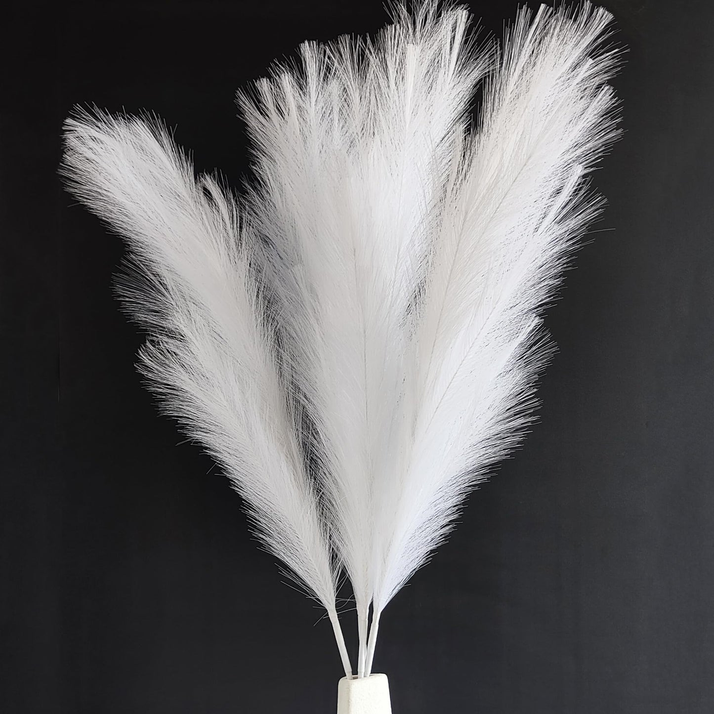 TETOU 6 Stems Faux Pampas Grass 43.3" Tall Big Pompous Grass Vase Filler Home Boho Decor - Beige