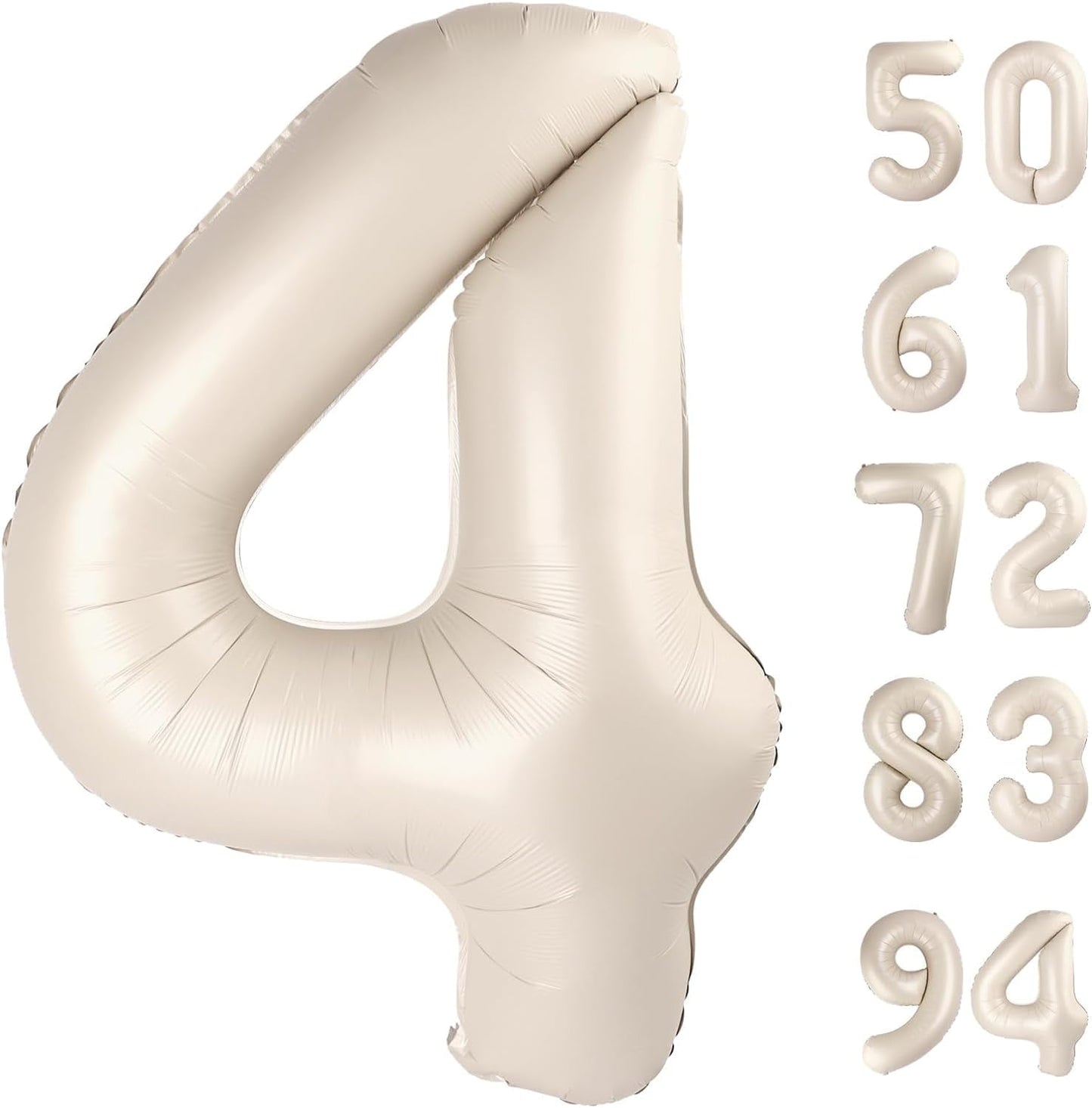 TETOU 40 Inch Cream / Light Brown Number Balloons, Large Big Digit Helium Foil Balloon for Birthday Party