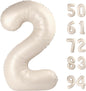TETOU 40 Inch Cream / Light Brown Number Balloons, Large Big Digit Helium Foil Balloon for Birthday Party