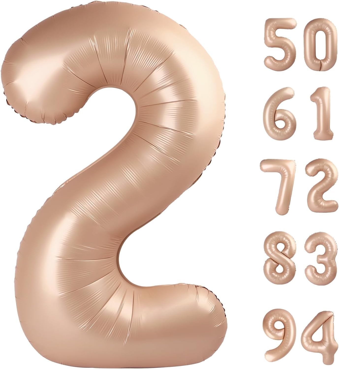 TETOU 40 Inch Cream / Light Brown Number Balloons, Large Big Digit Helium Foil Balloon for Birthday Party