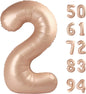 TETOU 40 Inch Cream / Light Brown Number Balloons, Large Big Digit Helium Foil Balloon for Birthday Party
