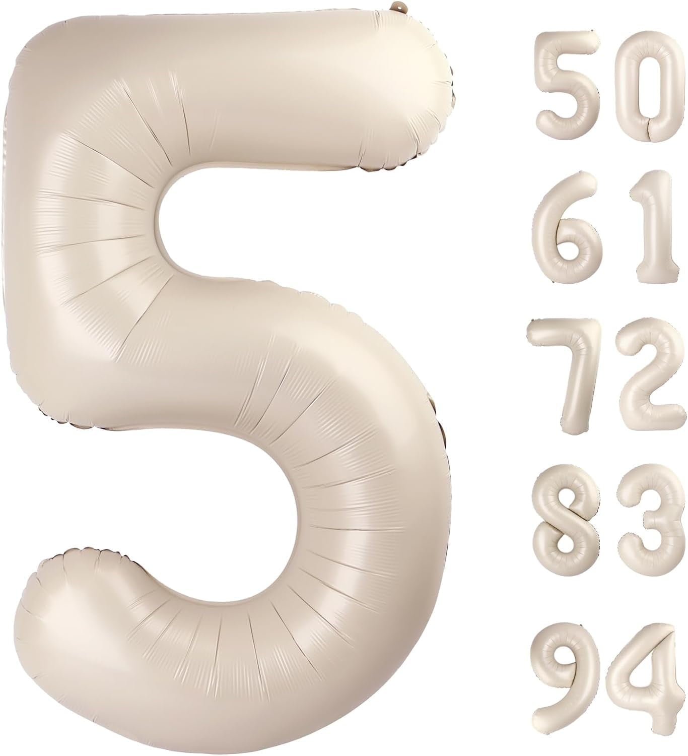 TETOU 40 Inch Cream / Light Brown Number Balloons, Large Big Digit Helium Foil Balloon for Birthday Party