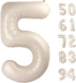 TETOU 40 Inch Cream / Light Brown Number Balloons, Large Big Digit Helium Foil Balloon for Birthday Party
