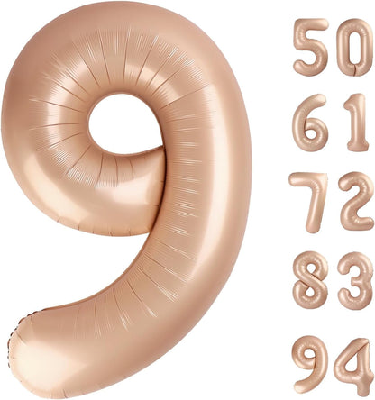 TETOU 40 Inch Cream / Light Brown Number Balloons, Large Big Digit Helium Foil Balloon for Birthday Party