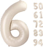 TETOU 40 Inch Cream / Light Brown Number Balloons, Large Big Digit Helium Foil Balloon for Birthday Party