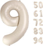 TETOU 40 Inch Cream / Light Brown Number Balloons, Large Big Digit Helium Foil Balloon for Birthday Party