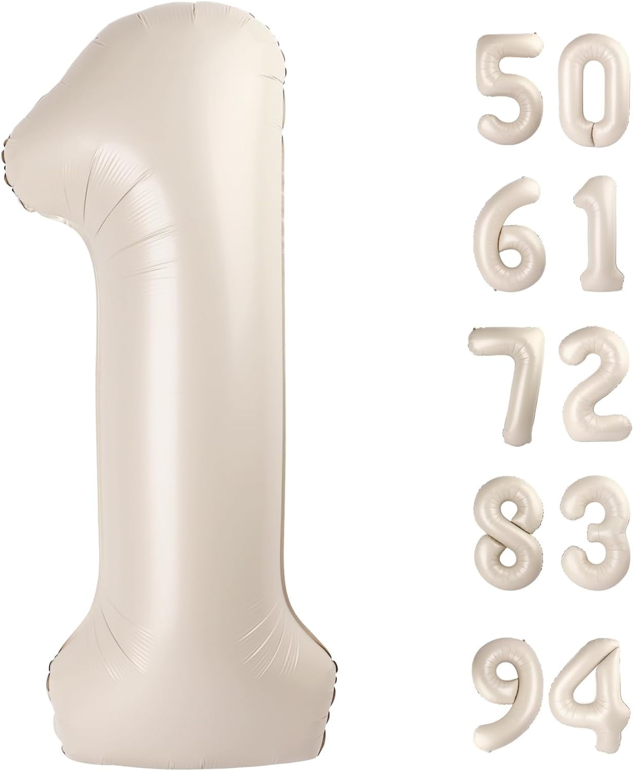 TETOU 40 Inch Cream / Light Brown Number Balloons, Large Big Digit Helium Foil Balloon for Birthday Party