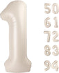 TETOU 40 Inch Cream / Light Brown Number Balloons, Large Big Digit Helium Foil Balloon for Birthday Party