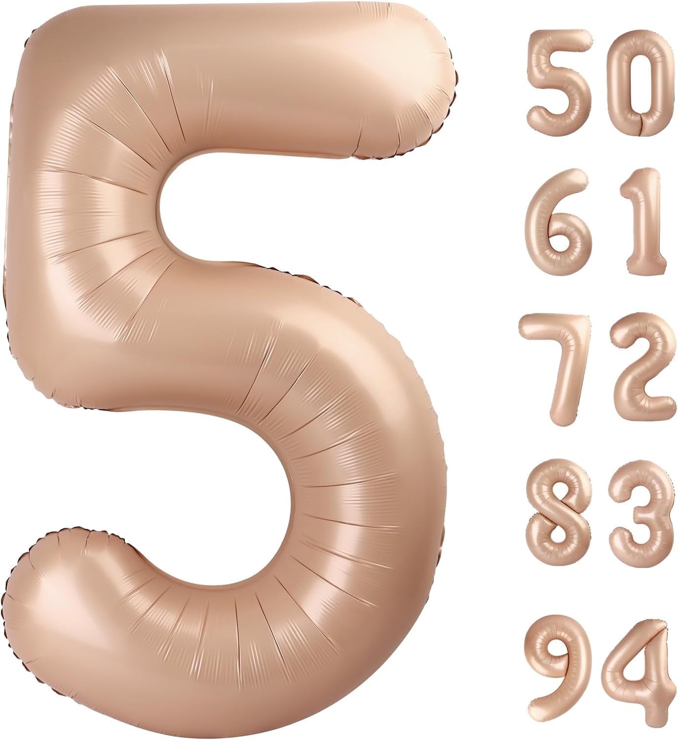 TETOU 40 Inch Cream / Light Brown Number Balloons, Large Big Digit Helium Foil Balloon for Birthday Party