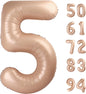 TETOU 40 Inch Cream / Light Brown Number Balloons, Large Big Digit Helium Foil Balloon for Birthday Party