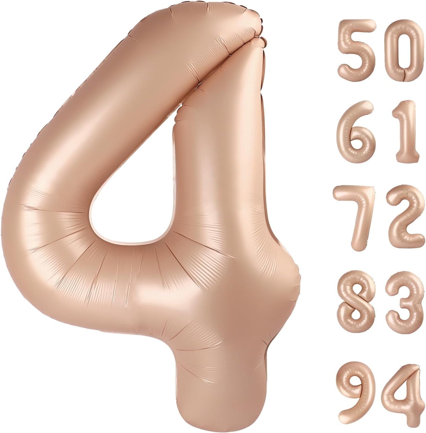 TETOU 40 Inch Cream / Light Brown Number Balloons, Large Big Digit Helium Foil Balloon for Birthday Party