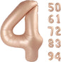 TETOU 40 Inch Cream / Light Brown Number Balloons, Large Big Digit Helium Foil Balloon for Birthday Party