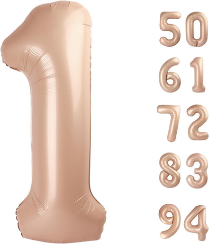 TETOU 40 Inch Cream / Light Brown Number Balloons, Large Big Digit Helium Foil Balloon for Birthday Party