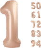 TETOU 40 Inch Cream / Light Brown Number Balloons, Large Big Digit Helium Foil Balloon for Birthday Party