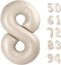 TETOU 40 Inch Cream / Light Brown Number Balloons, Large Big Digit Helium Foil Balloon for Birthday Party