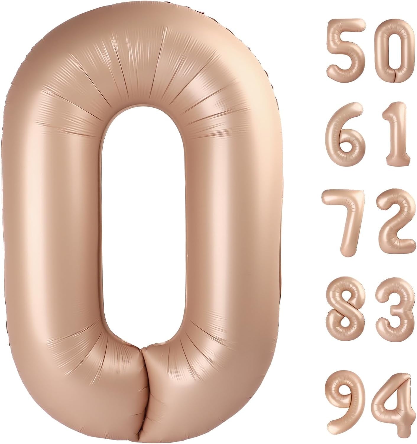 TETOU 40 Inch Cream / Light Brown Number Balloons, Large Big Digit Helium Foil Balloon for Birthday Party