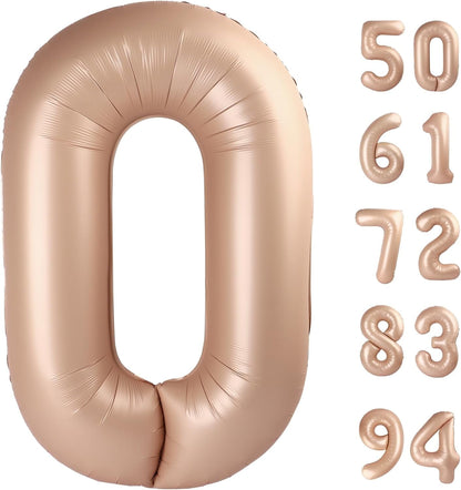 TETOU 40 Inch Cream / Light Brown Number Balloons, Large Big Digit Helium Foil Balloon for Birthday Party