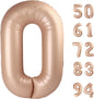 TETOU 40 Inch Cream / Light Brown Number Balloons, Large Big Digit Helium Foil Balloon for Birthday Party