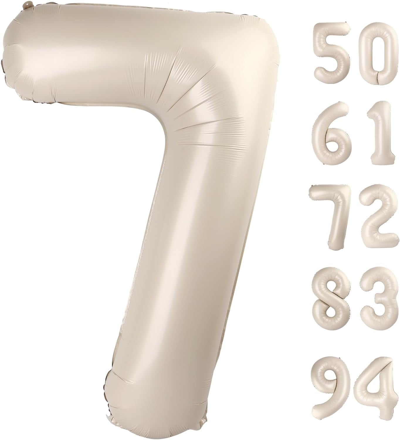 TETOU 40 Inch Cream / Light Brown Number Balloons, Large Big Digit Helium Foil Balloon for Birthday Party