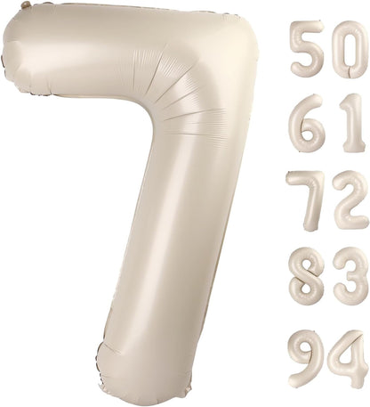 TETOU 40 Inch Cream / Light Brown Number Balloons, Large Big Digit Helium Foil Balloon for Birthday Party