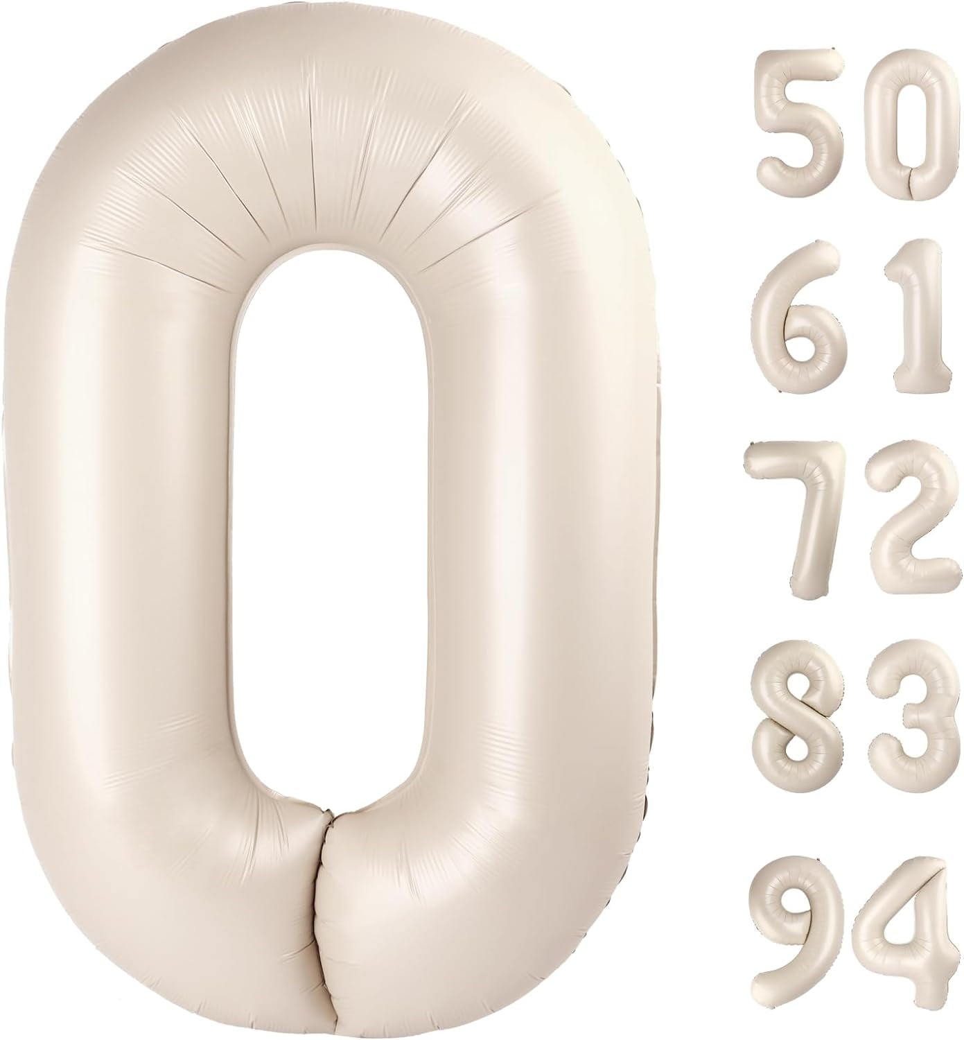 TETOU 40 Inch Cream / Light Brown Number Balloons, Large Big Digit Helium Foil Balloon for Birthday Party