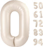 TETOU 40 Inch Cream / Light Brown Number Balloons, Large Big Digit Helium Foil Balloon for Birthday Party
