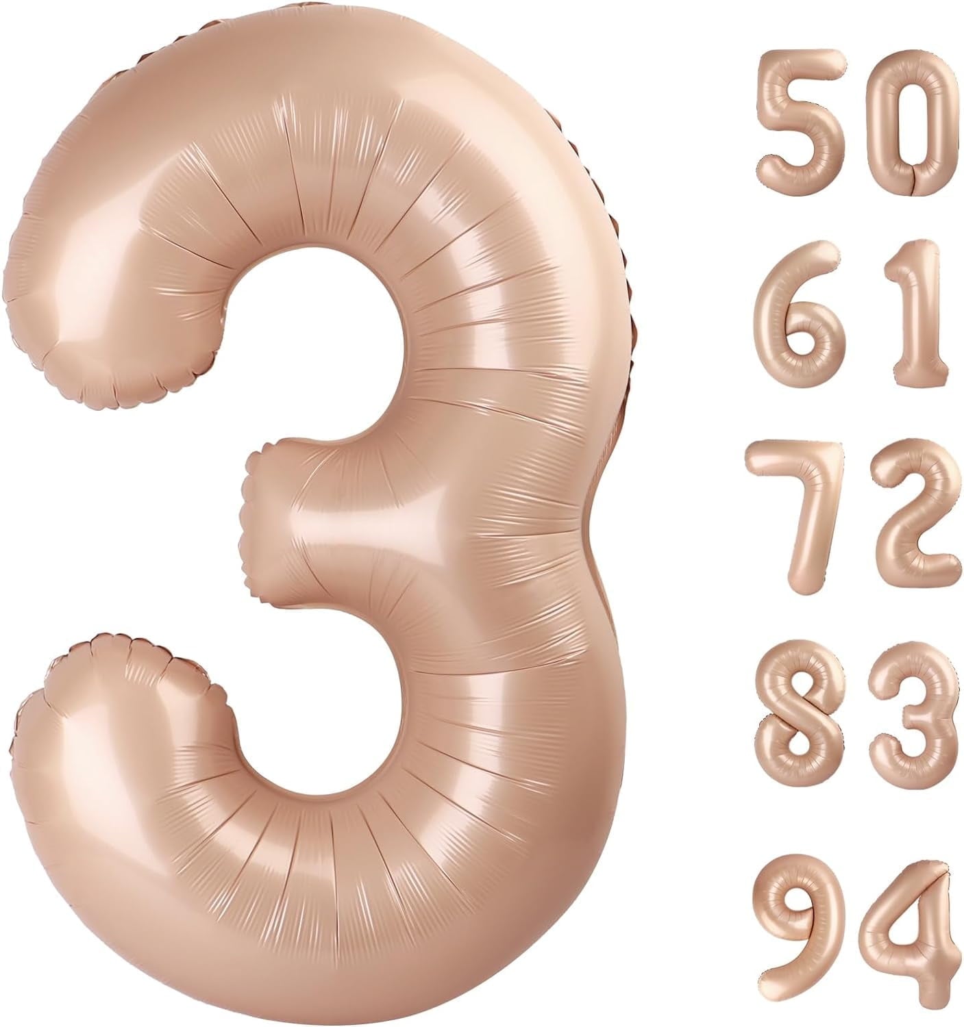 TETOU 40 Inch Cream / Light Brown Number Balloons, Large Big Digit Helium Foil Balloon for Birthday Party