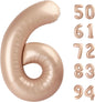 TETOU 40 Inch Cream / Light Brown Number Balloons, Large Big Digit Helium Foil Balloon for Birthday Party