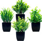 TETOU 4Pcs Fake Plants in Black Pot, Mini Artificial Eucalyptus Potted Plant Small Faux Grass Greenery Potted Plants for Indoor Home Office Farmhouse Bathroom Table Decoration