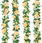 TETOU 4pcs Flower Garland, Faux Artificial Floral Garland Fake Rose Hanging Vine for Wedding Arch Garden Ceremony Background Outdoor Wall Decoration - White
