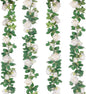 TETOU 4pcs Flower Garland, Faux Artificial Floral Garland Fake Rose Hanging Vine for Wedding Arch Garden Ceremony Background Outdoor Wall Decoration - White